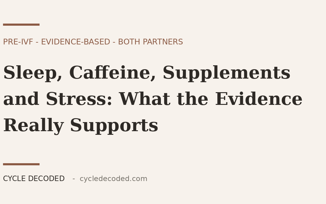 Sleep, Caffeine, Supplements and Stress: What the Evidence Really Supports Before IVF