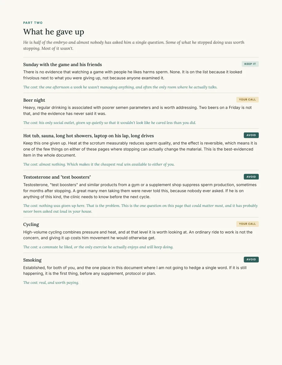 Guide page: What he gave up